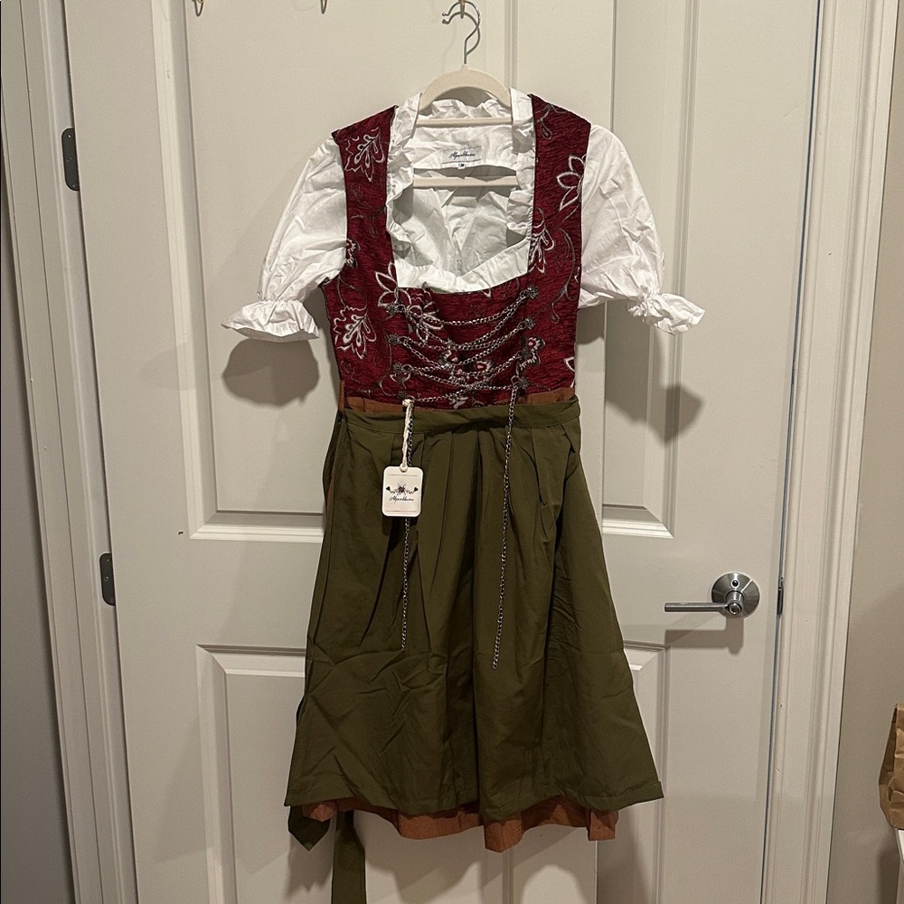 Traditional Red and Green Dirndl Dress